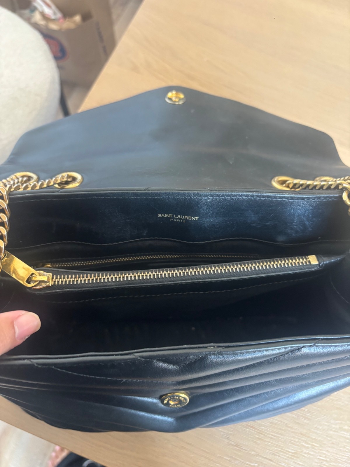 Saint Laurent Loulou Bronze Hardware Shoulder Bag Medium Black Leather
