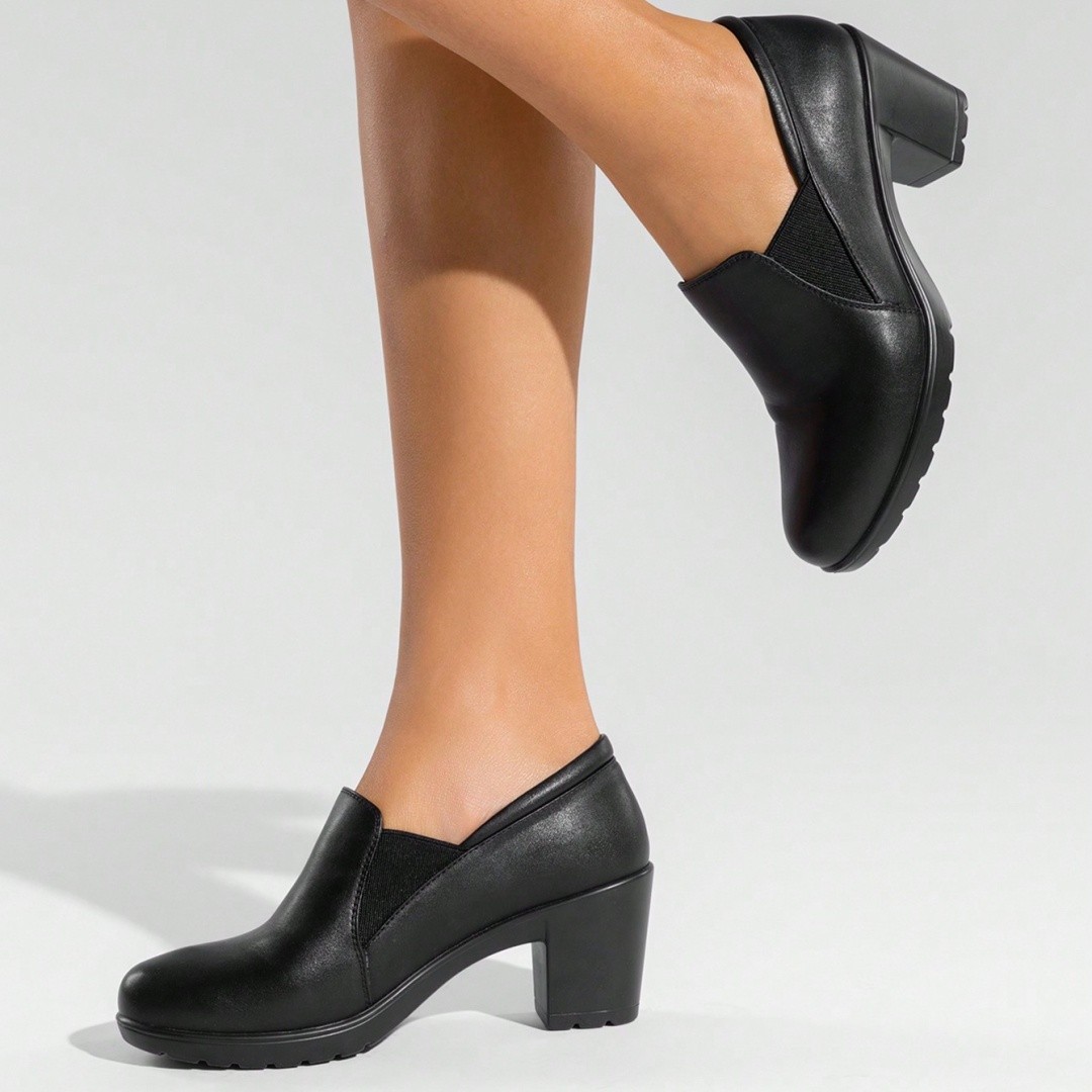 Women Dress Pump Shoes Low Chunky Block Heel Slip On Work Office Business Shoes~