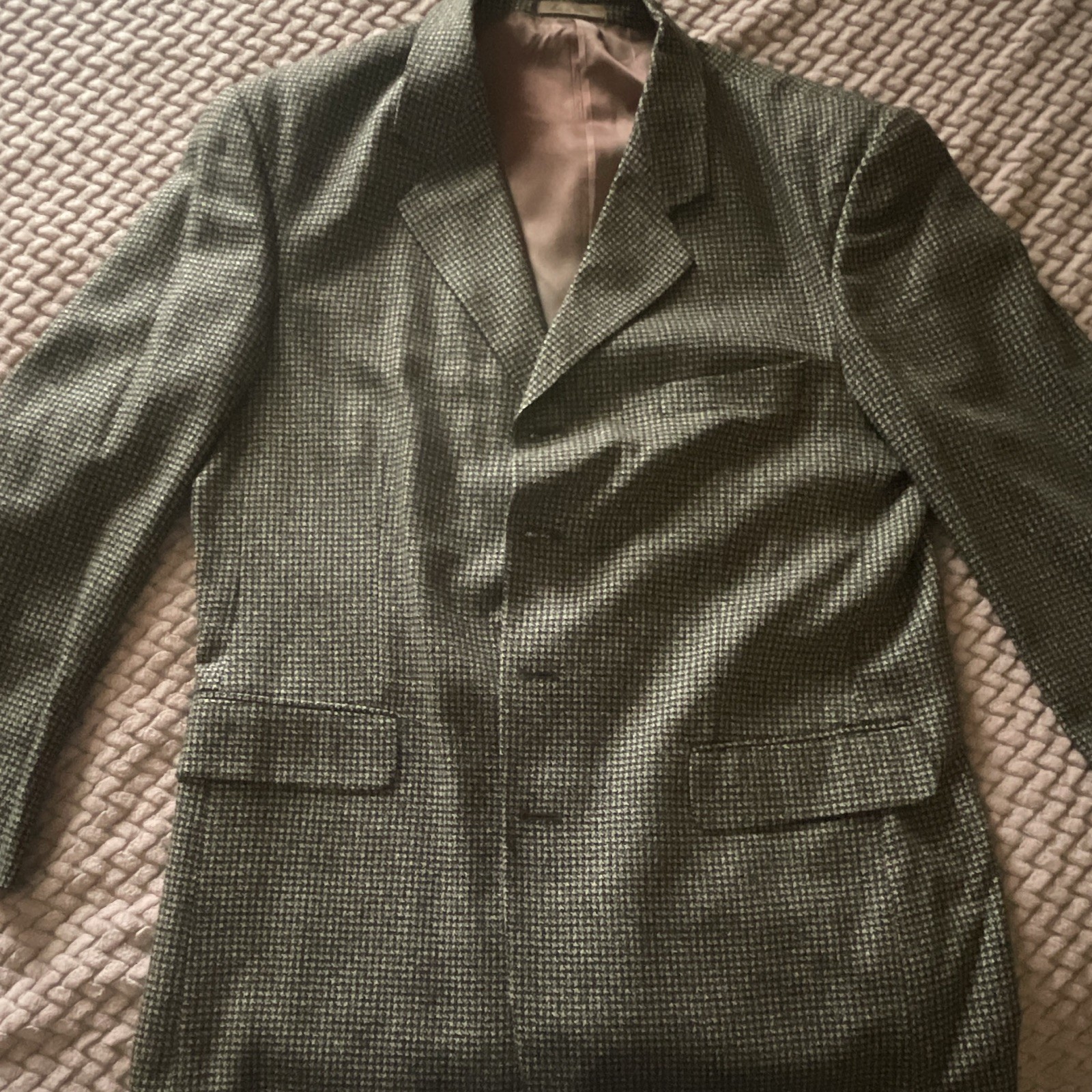 J.Riggings Men’s Houndstooth Silk Wool Blazer Jacket Large
