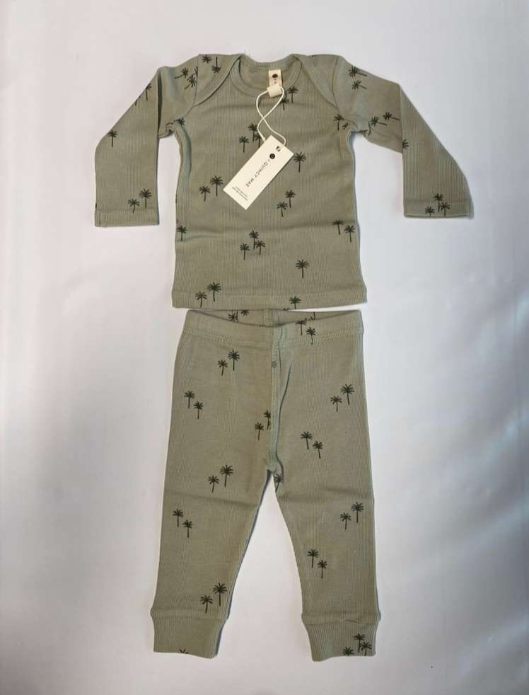 Q by Quincy Mae Baby 2pc Ribbed Palms Top & Bottom Set – Sage – Pick Size