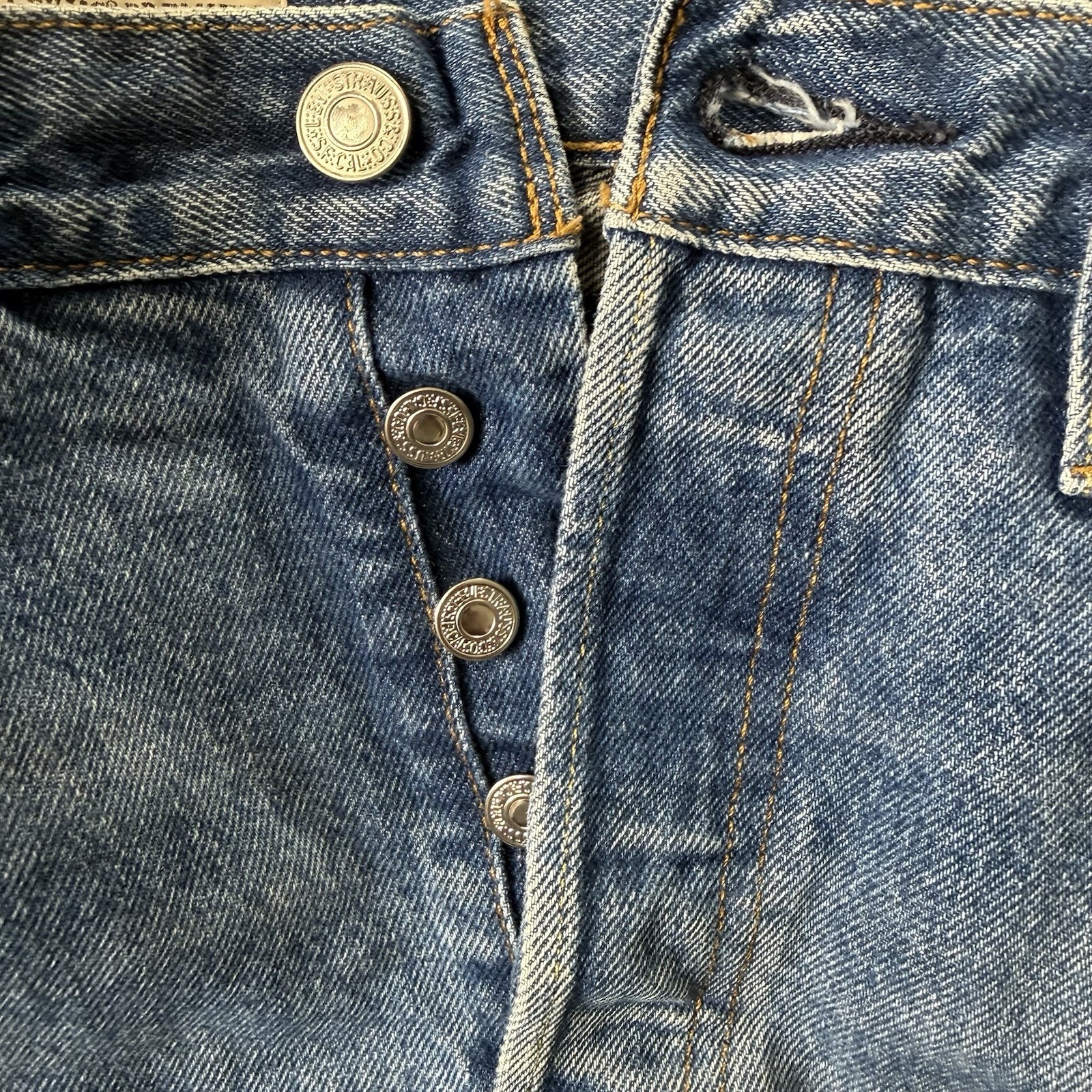 Levi’s Straight Leg Distressed 501 Button Fly Jeans