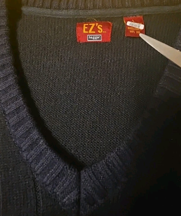 EZ’s HAGGAR – MEN’S Black RIBBED KNIT PULLOVER SWEATER – SIZE LARGE #WPL 386