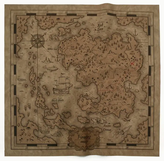 Pirate Treasure Map Costume Prop PU Artificial Leather