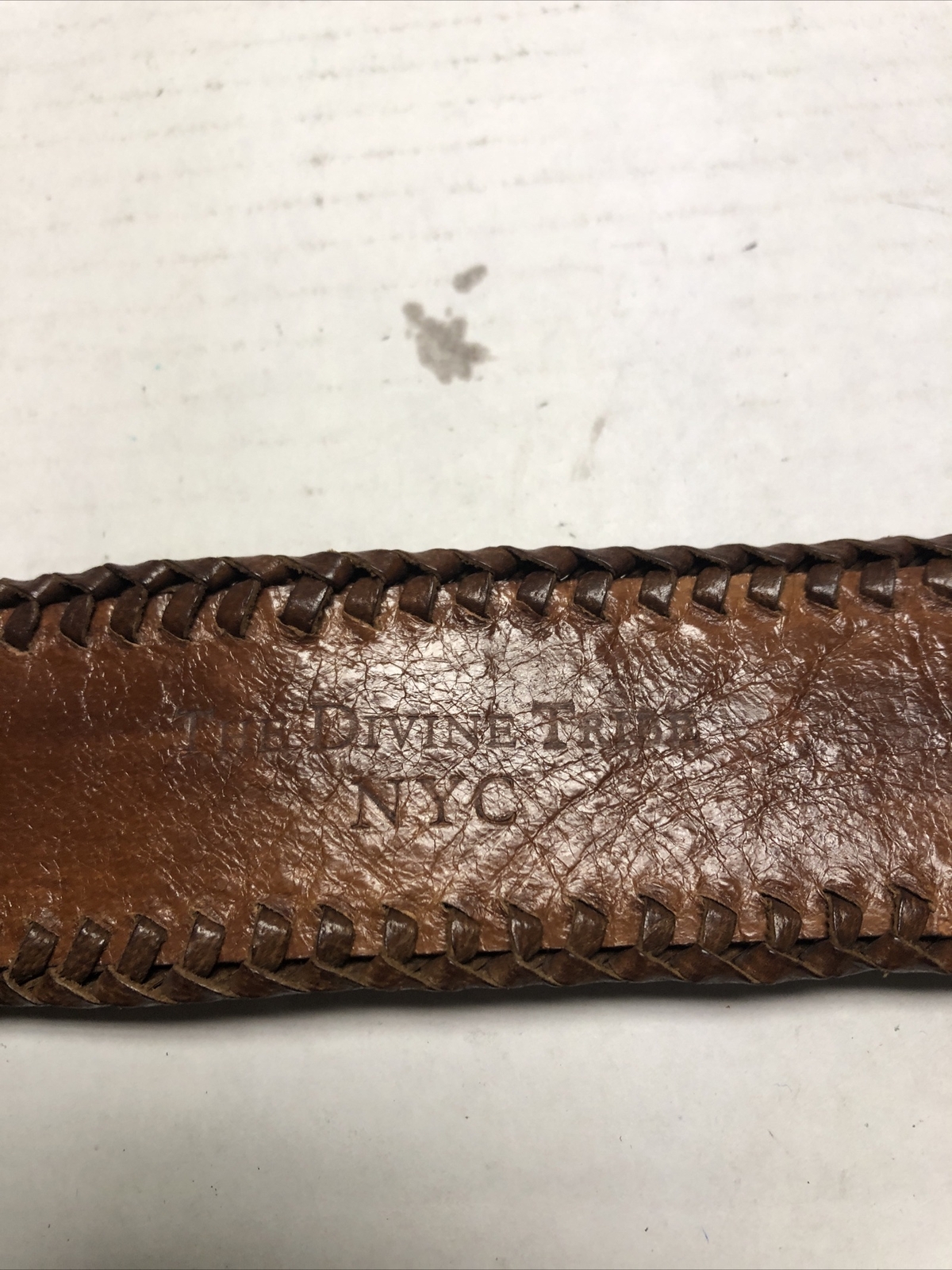 THE DIVINE TRIBE NYC OSTRICH BUCKLE WITH LEATHER BELT Size M 40 INCH