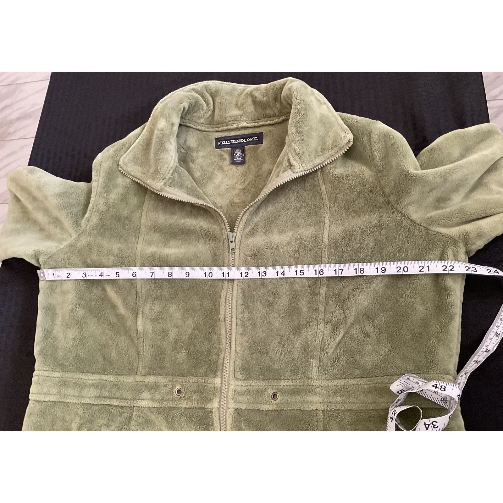 Kristen Blake Jacket Womens XL Sage Green Fleece Full Zip Soft Cozy Pockets Warm