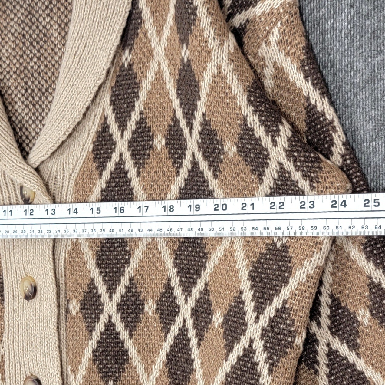 Altar’d State Sweater Womens Medium Brown Argyle Shawl Collar Grandpa Cardigan