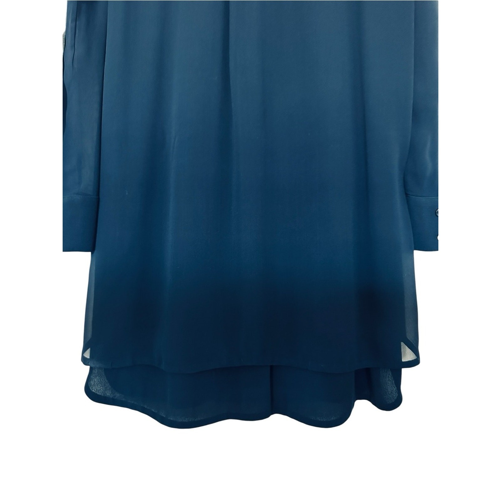 Vince 100% Silk Double Layer Shirttail Dress Navy Sheer Sleeves Size 4