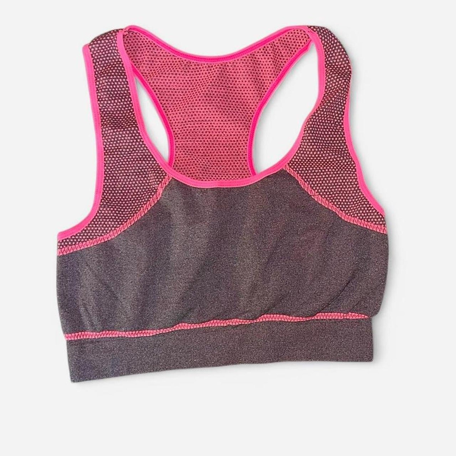 Blue Star Neon Pink Charcoal Leggings Sports Bra Set – Size L/XL