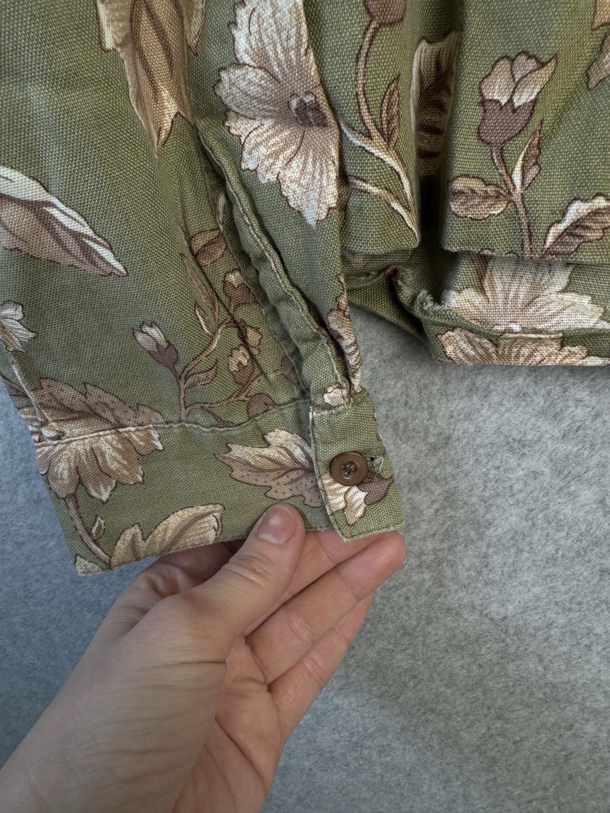 VTG Lemon Grass XL Green Floral Button Down Shirt 100% Cotton 90s Eclectic