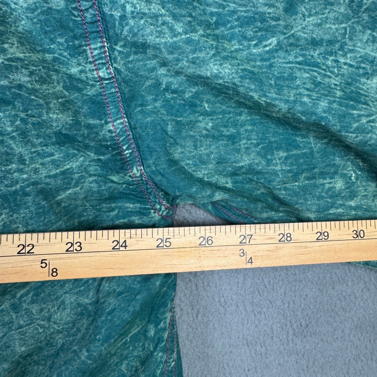 A Rare Bird Handmade Acid Wash Hooded Jacket Teal Cotton One Size Boho Oversized