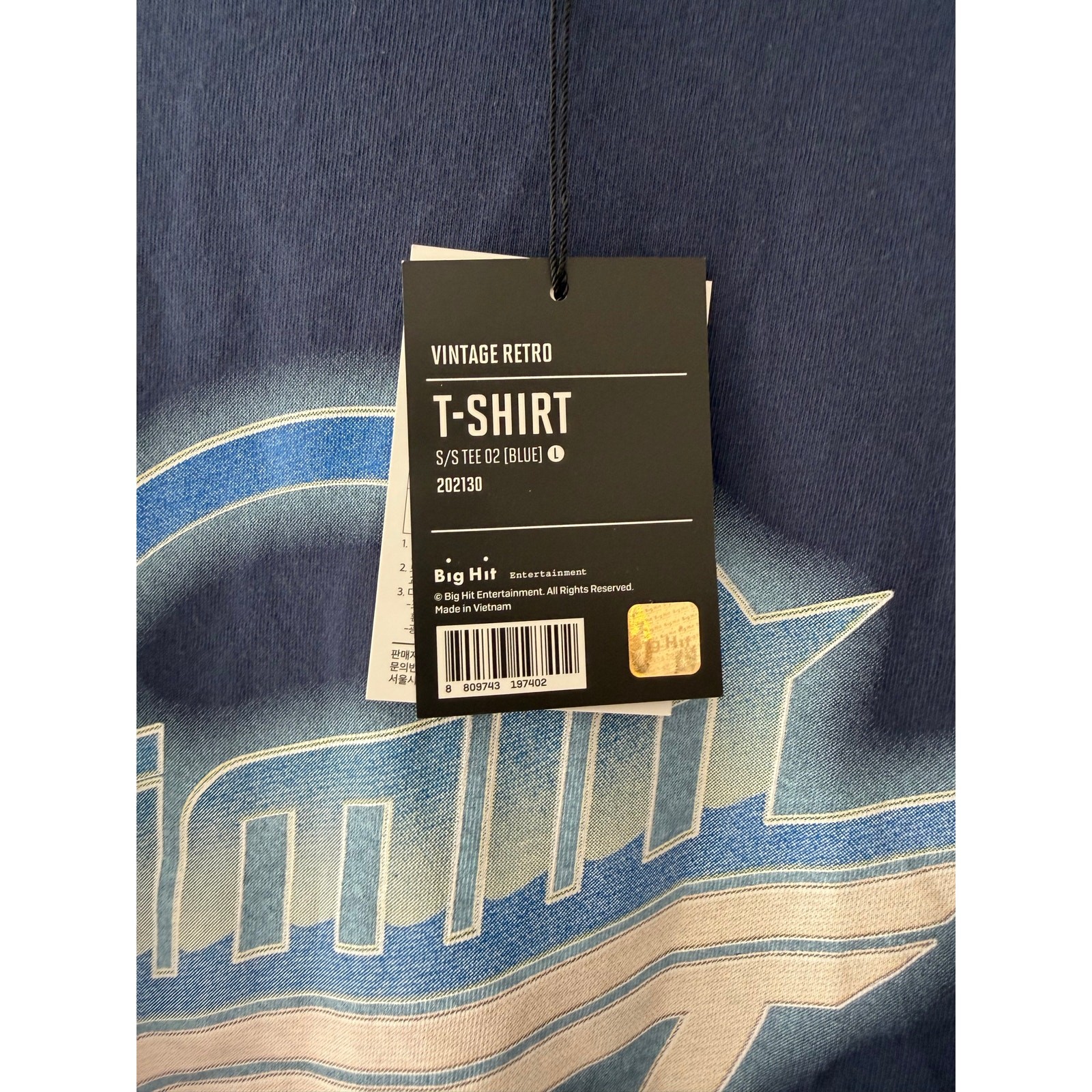 BTS Jimin Big Hit Vintage Retro Short Sleeves T-shirt Large Blue New With Tags