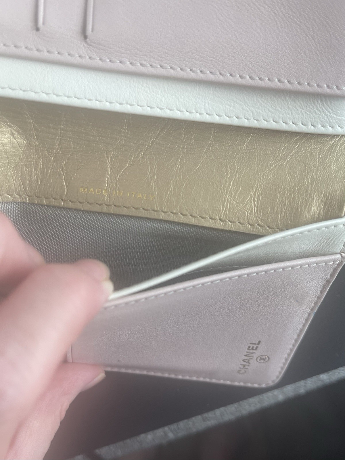 CHANEL Quilted Bifold Wallet CC Logo Snap Tab Zip Coin Pocket Gold Pink