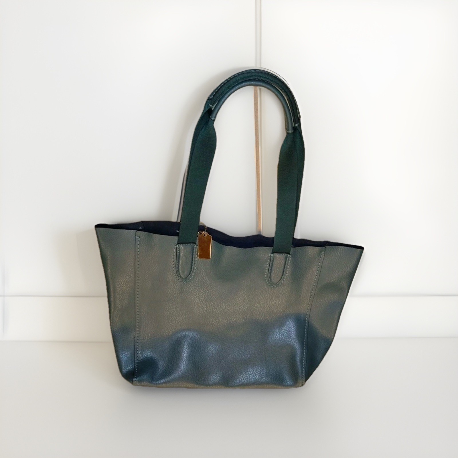 COACH Derby Tote 58660 Shoulder Bag Purse In Green Pebble Leather