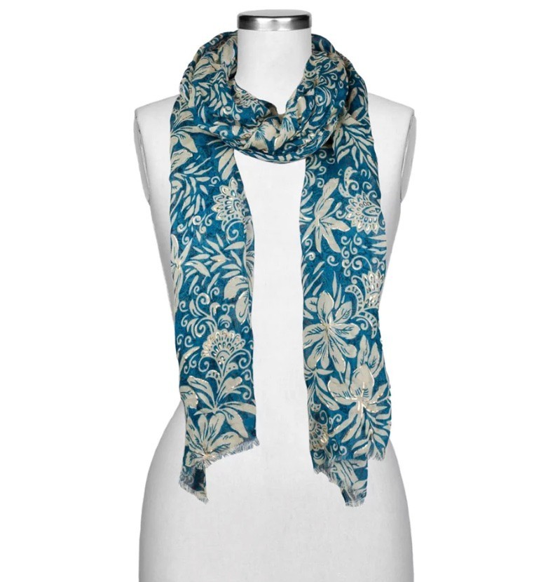 NWT Patricia Nash Greek Floral Rectangular Scarf
