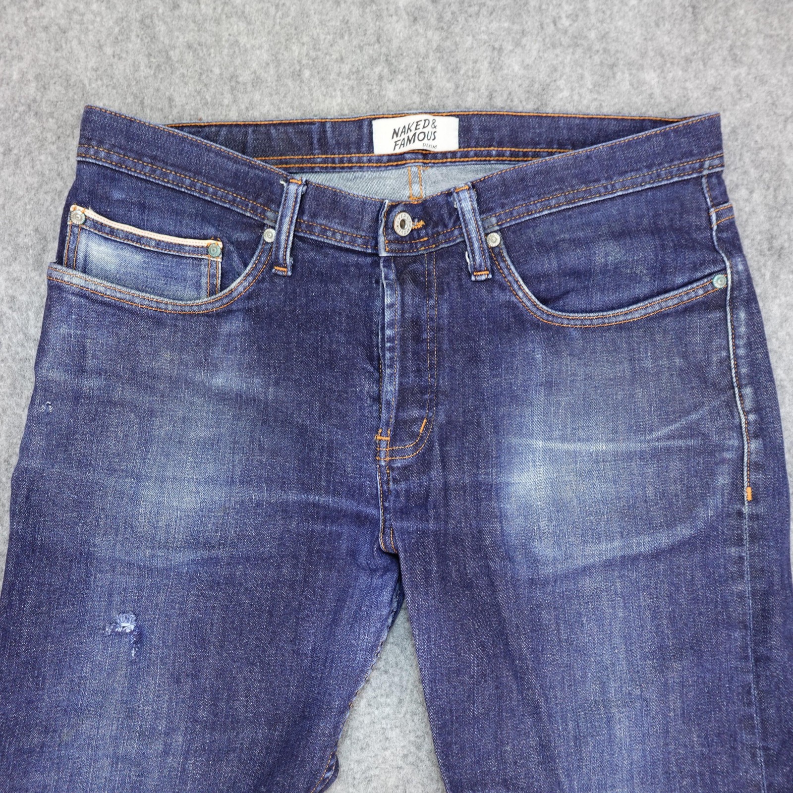 Naked & Famous Jeans Mens 36×32 Blue Weird Guy Selvedge Stretch Denim Pants