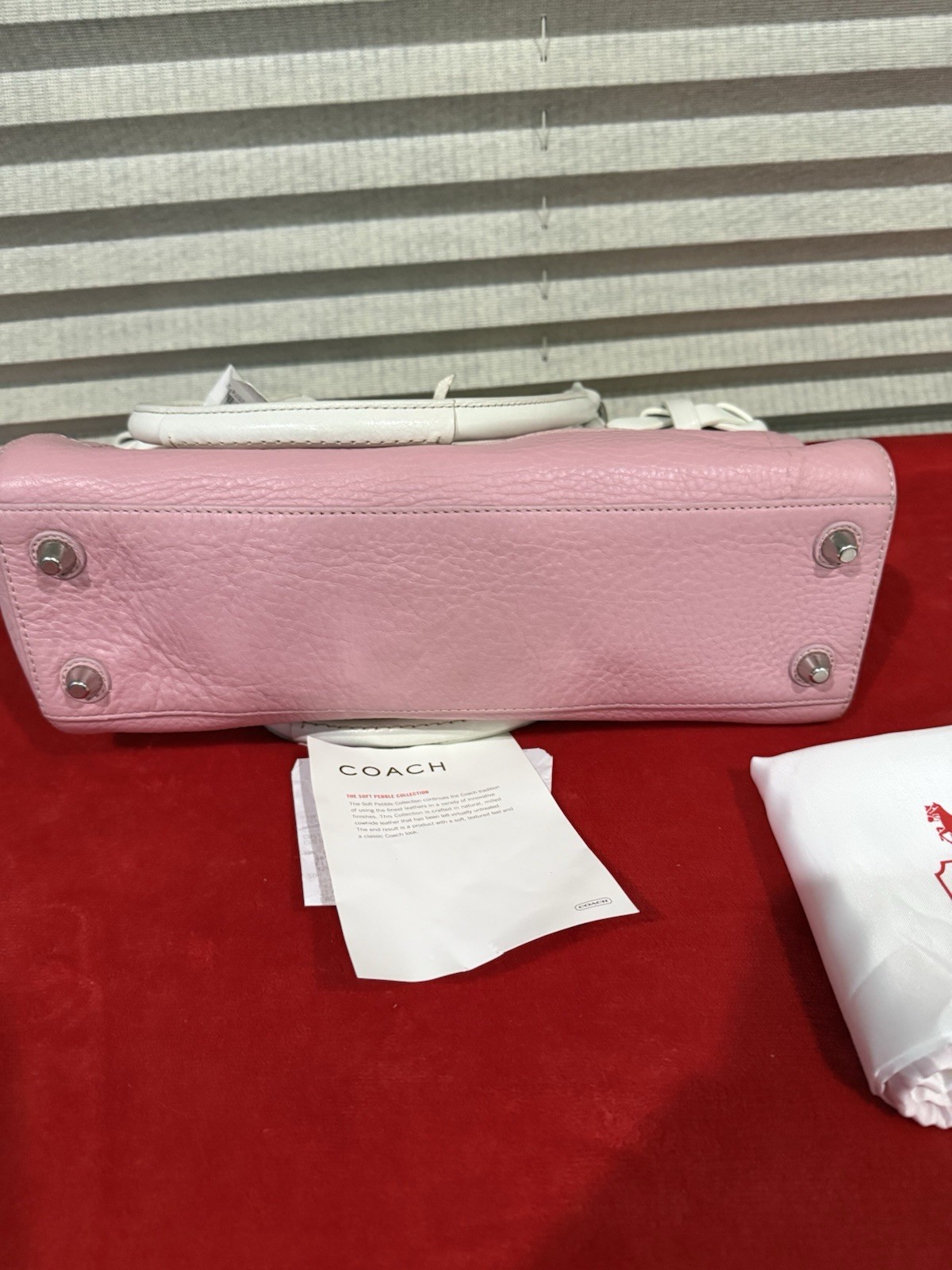Coach Hamilton Pink/white Pebbled Leather Hand Bag F13084