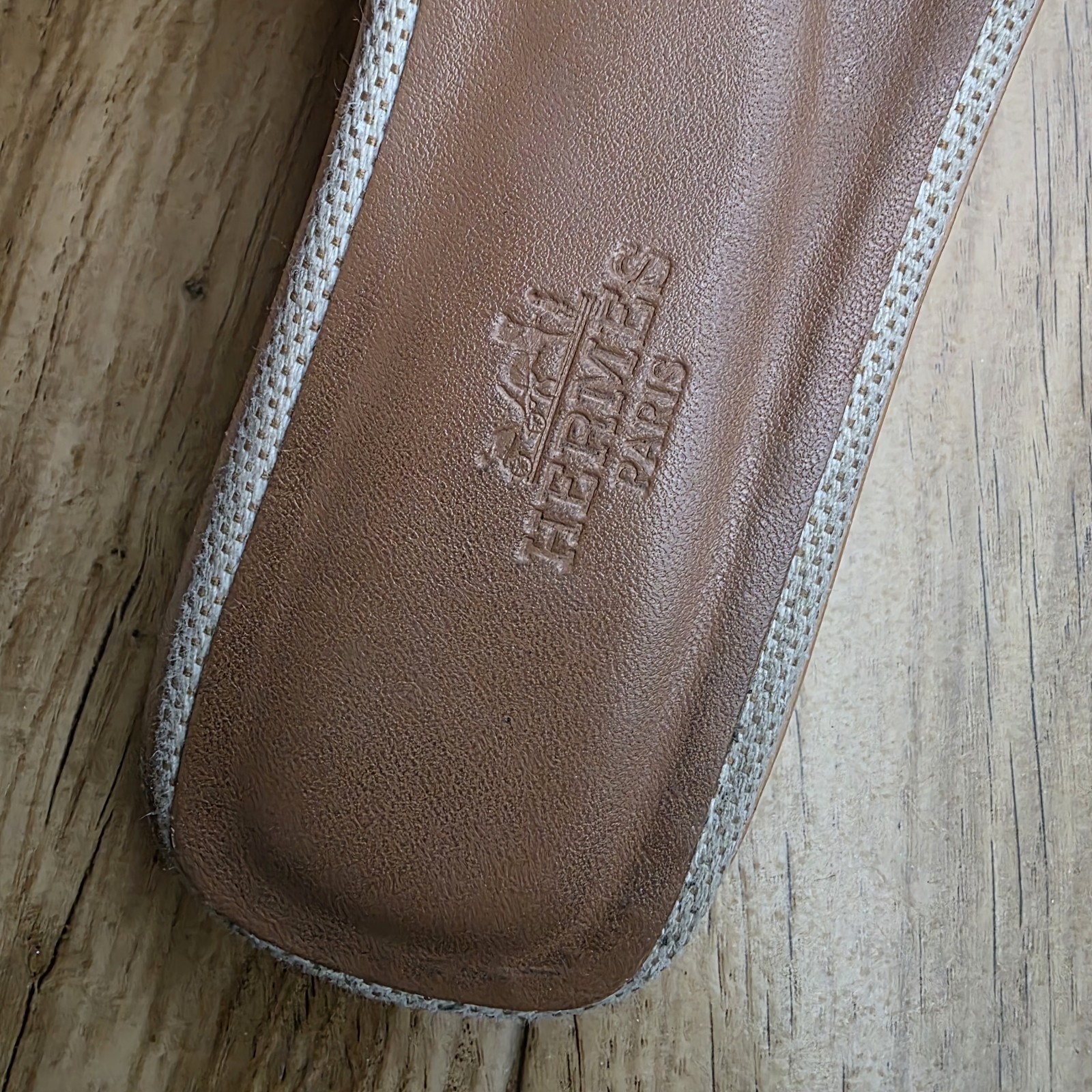 HERMES ORAN LEATHER FLAT SANDALS SLIDES SIZE 39 EU, 8.5 US, 6 UK