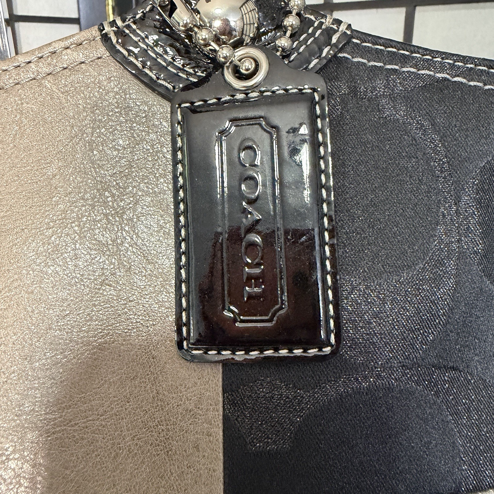 VintagCoach Bleecker Patchwork Tote F14045 Black Silver Pewter Signature Y2K Bag