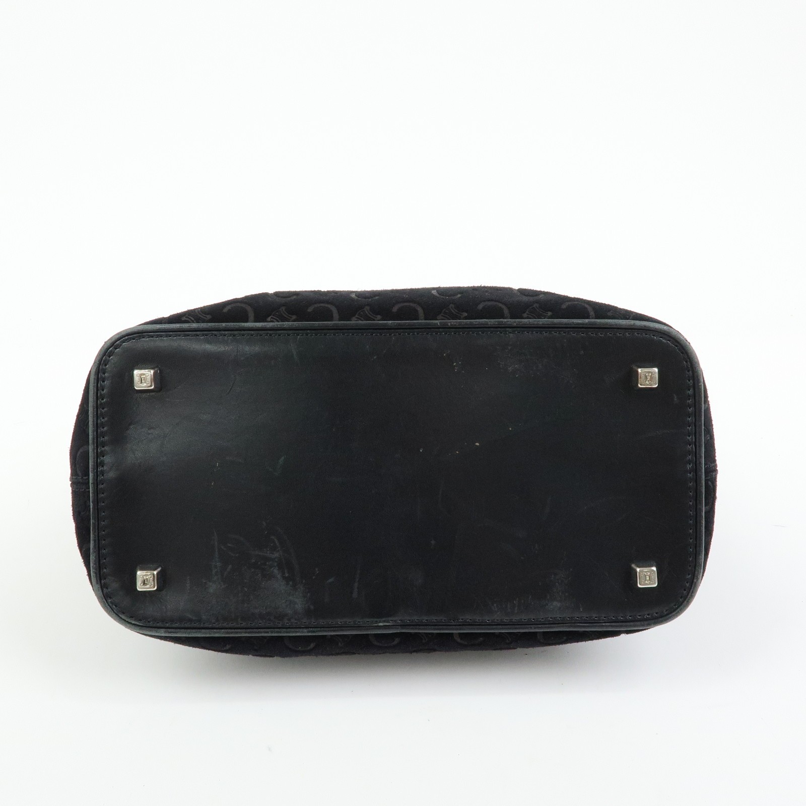 CELINE C Macadam Suede Leather Shoulder Bag Hand Bag Black Authentic Used F/S