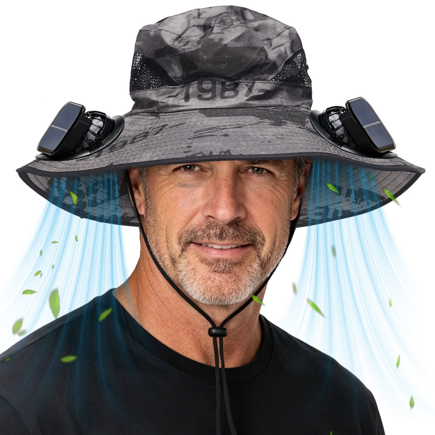 2026 NEW Wide Brim Sun Fishing Hat with 3 Solar & USB Powered Fan UV Protection
