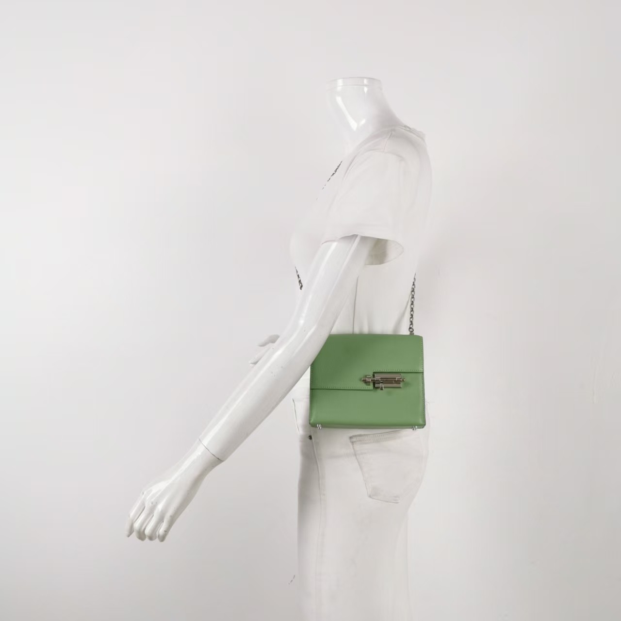 Hermes Verrou Mini 17 Chevre Mysore Vert Criquet 3I Avocado Green SilverPHW Auth