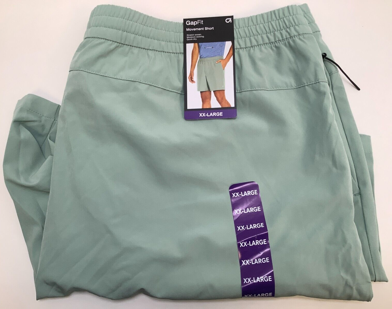 GapFit Men’s Movement Short, Size XXL, Jade, Stretch Woven, Quick Dry