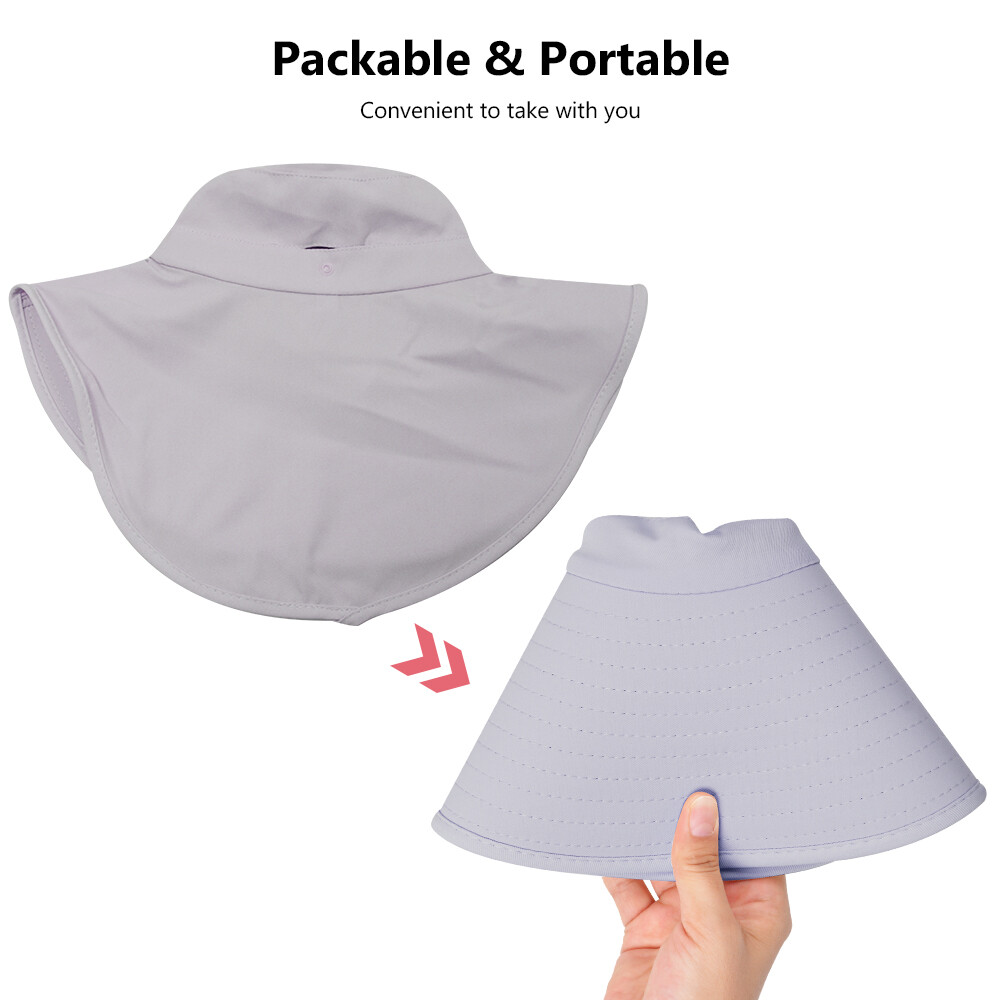 Wide Brim Sun Hat UV Protection Neck Cover Flap Women Ponytail Outdoor Beach Cap
