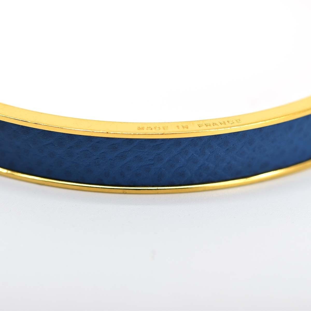 HERMES Kelly Bangle Courchevel Leather Blue Gold Hardware 7.5mm Pre-owned