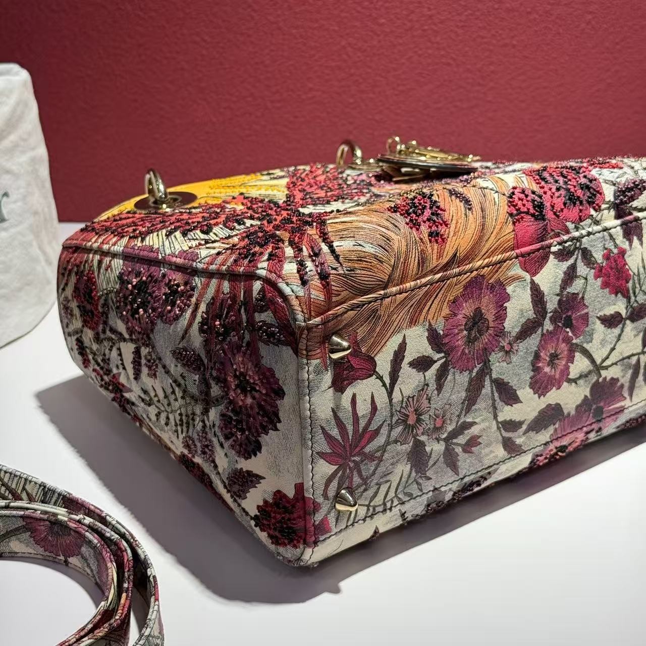 Auth Christian Dior Lady D-Lite Phoenix Floral Beaded Embroidery Handbag Rare