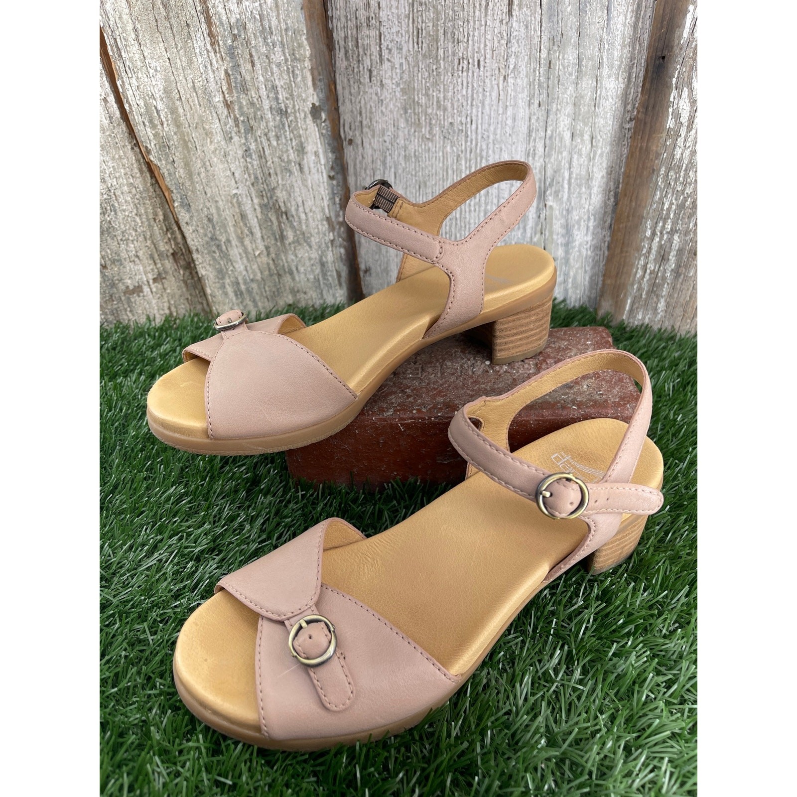 Dansko Tessie Sandals Ballet Nappa Leather Buckl Block Heel Women’s EU37 6.5