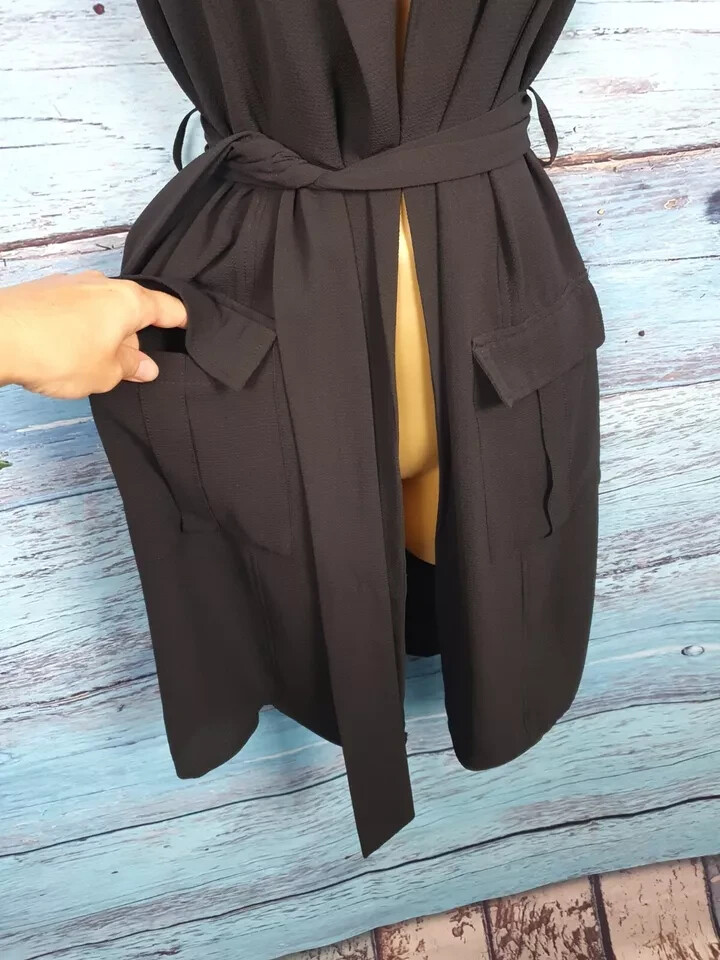 SELECT Black Chiffon Belted Above the Knee Elegant Classy Suit Waistcoat Size 6