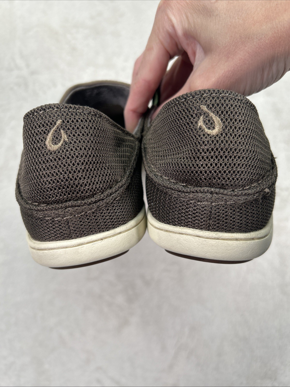 Olukai Mens Nohea Mesh Slip On Shoe Loafer Size 9 Brown Lime Green Drop Heel