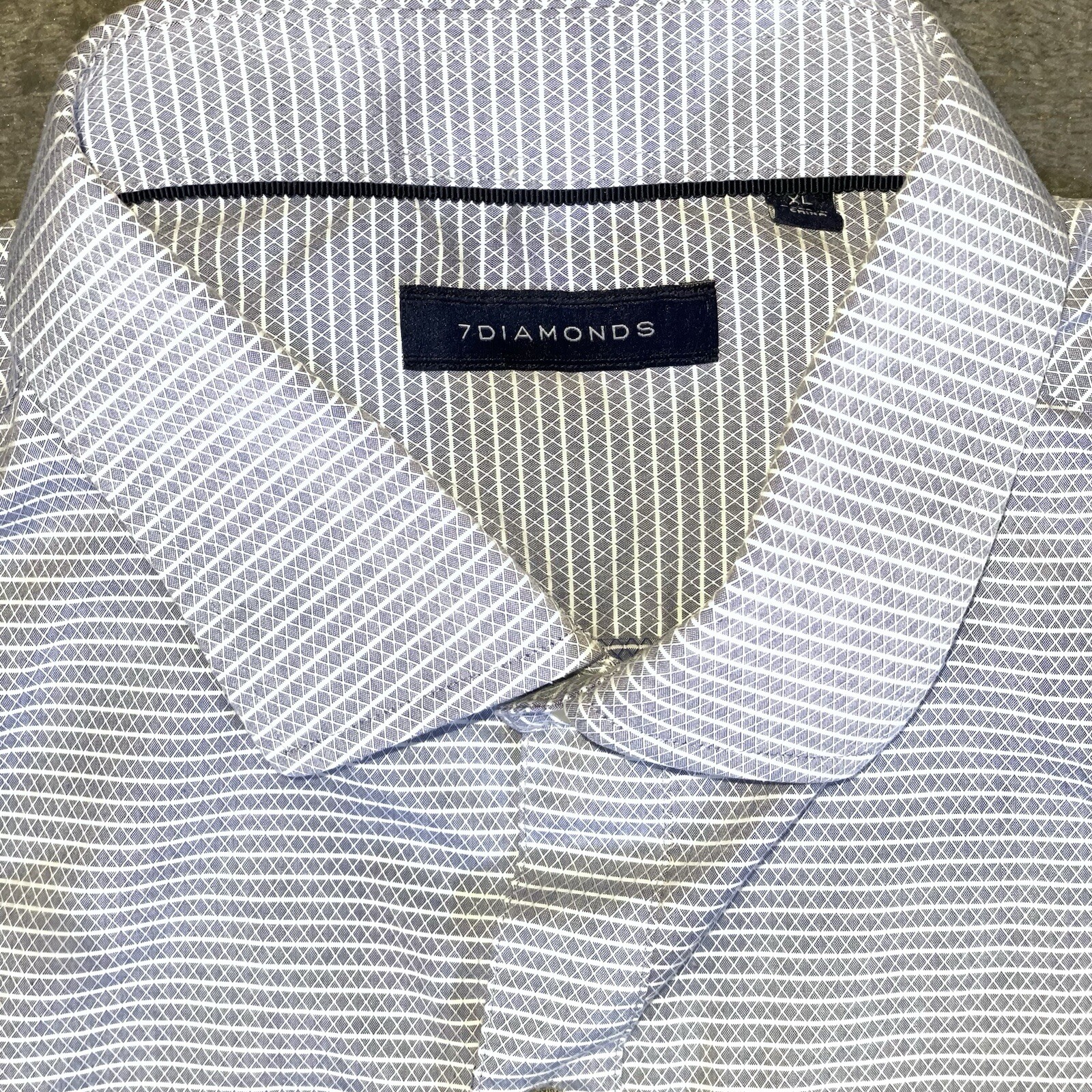 7Diamonds Shirt Mens XL Sky Blue Performance Stretch Dress Button Up Geometric