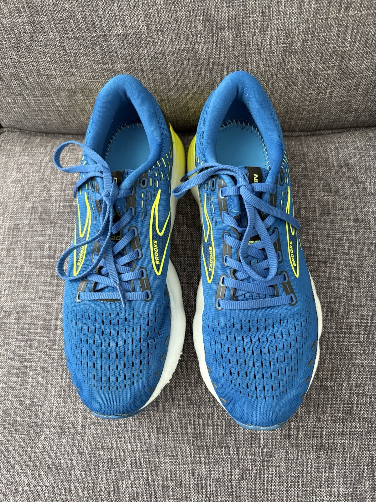 Brooks Glycerin Sneakers Sz 10.5 Medium Electric Blue Shock Yellow Mens Shoes