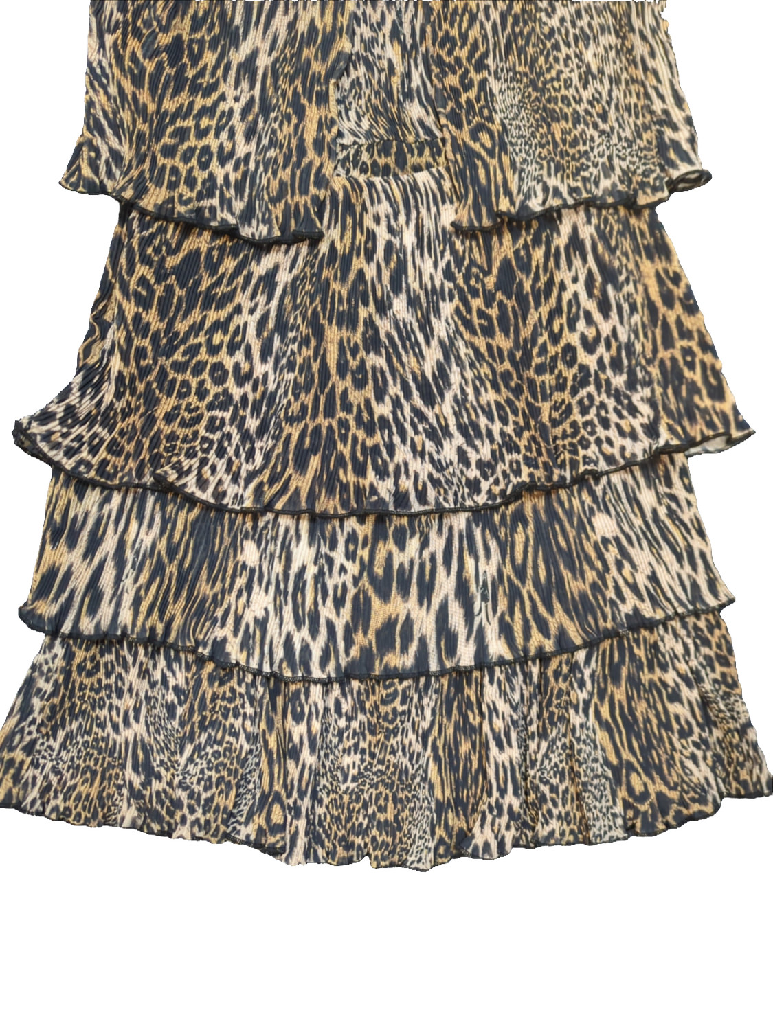 AllSaints Antheia Kiku Leopard Print Tiered Mini Dress – UK 8
