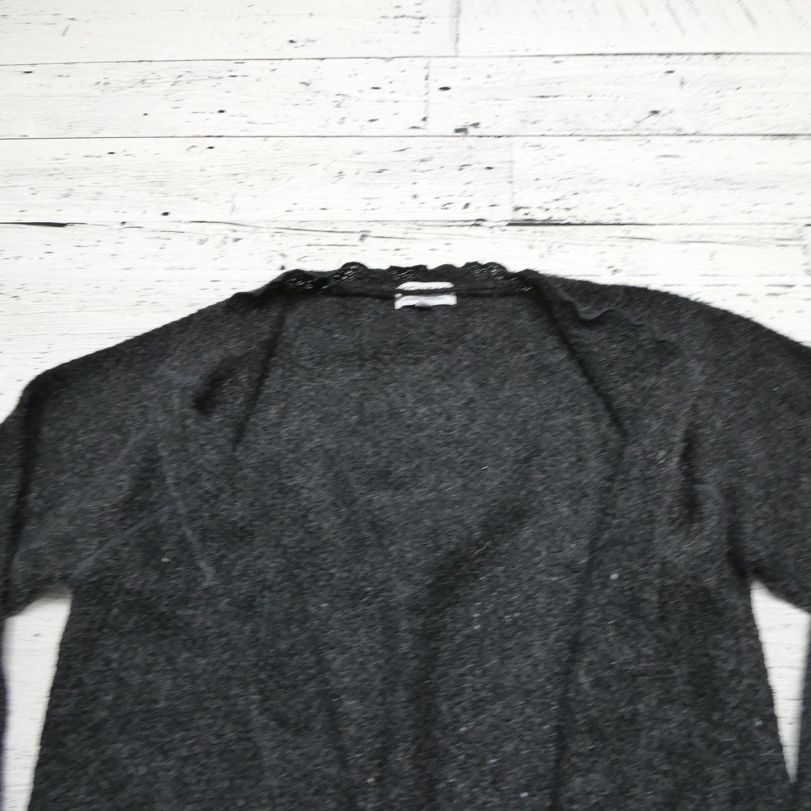 Icewear Sweater Cardigan Womens Medium Gray 100% Wool Open Front Ruffle Knit