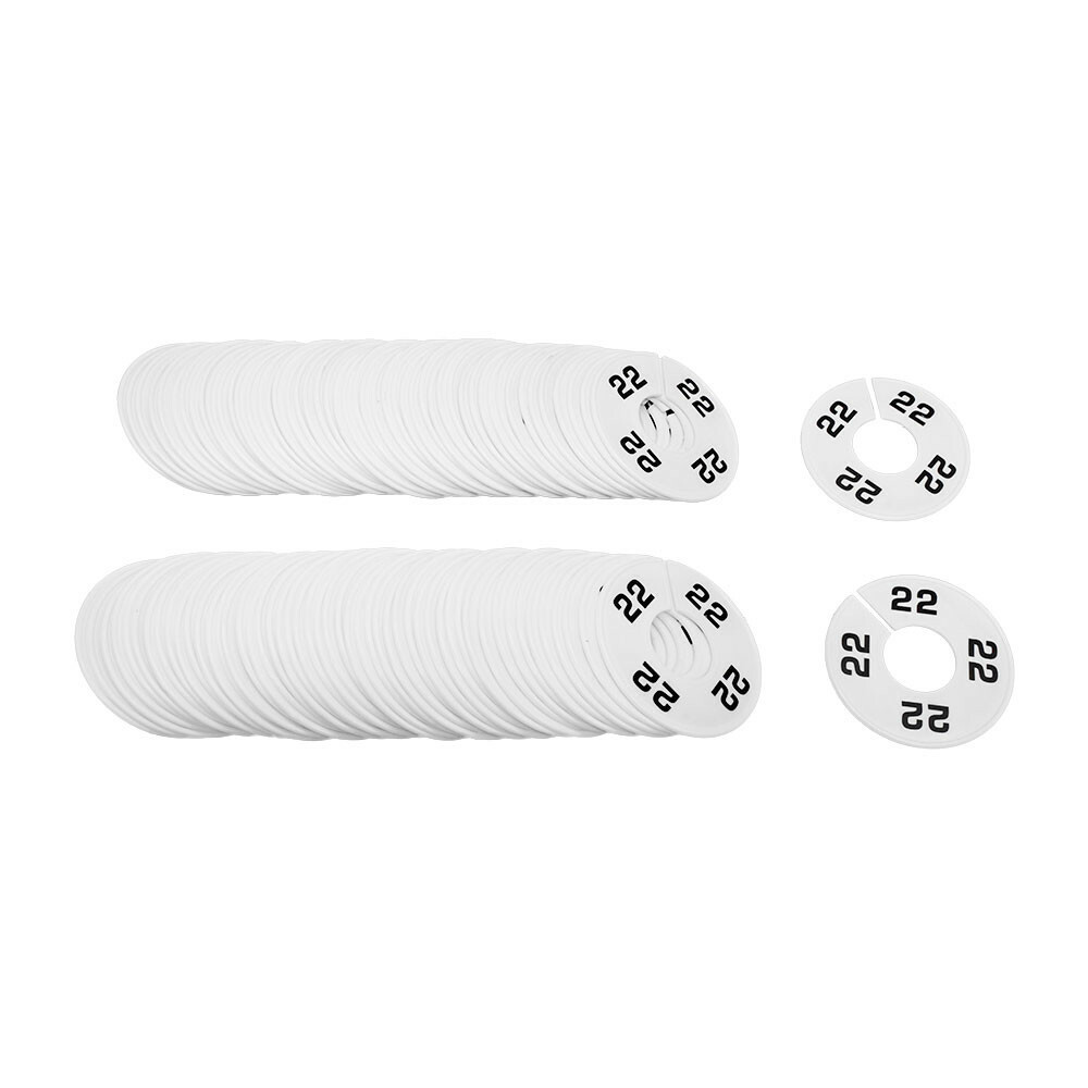10 PCS WHITE 3-1/2″ Round Plastic SIZE 22 Dividers Hangers Retail Clothing Rack