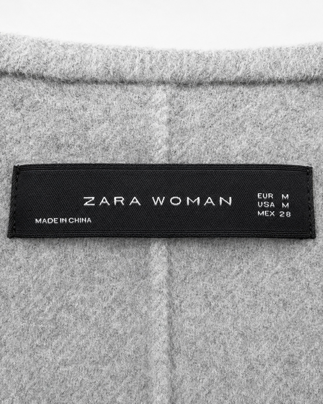 ZARA BASIC Women’s Herringbone Belted Wrap Coat w/ Hood Gray Black Size M