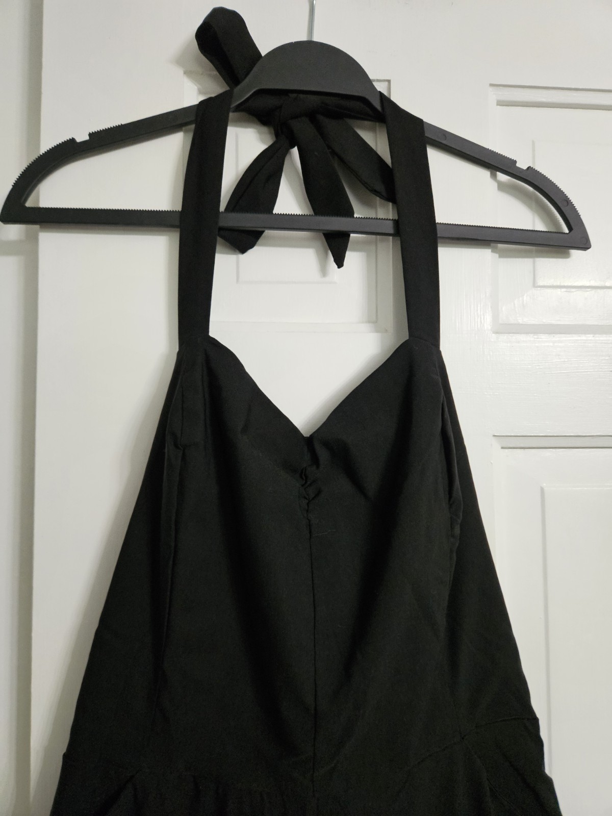 Unique Brand Halter Top Jumpsuit Low Back Vintage Style Black Sz Large 10 12 NWT