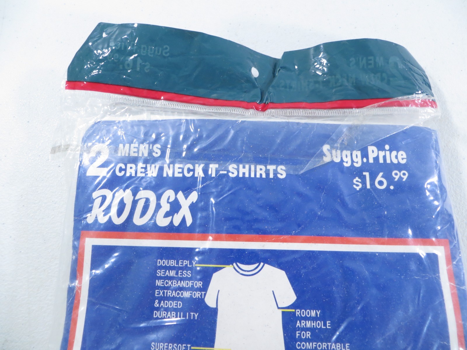 2-Pack Rodex Mens White Cotton Crew Neck T-Shirts Size Large NEW SEALED