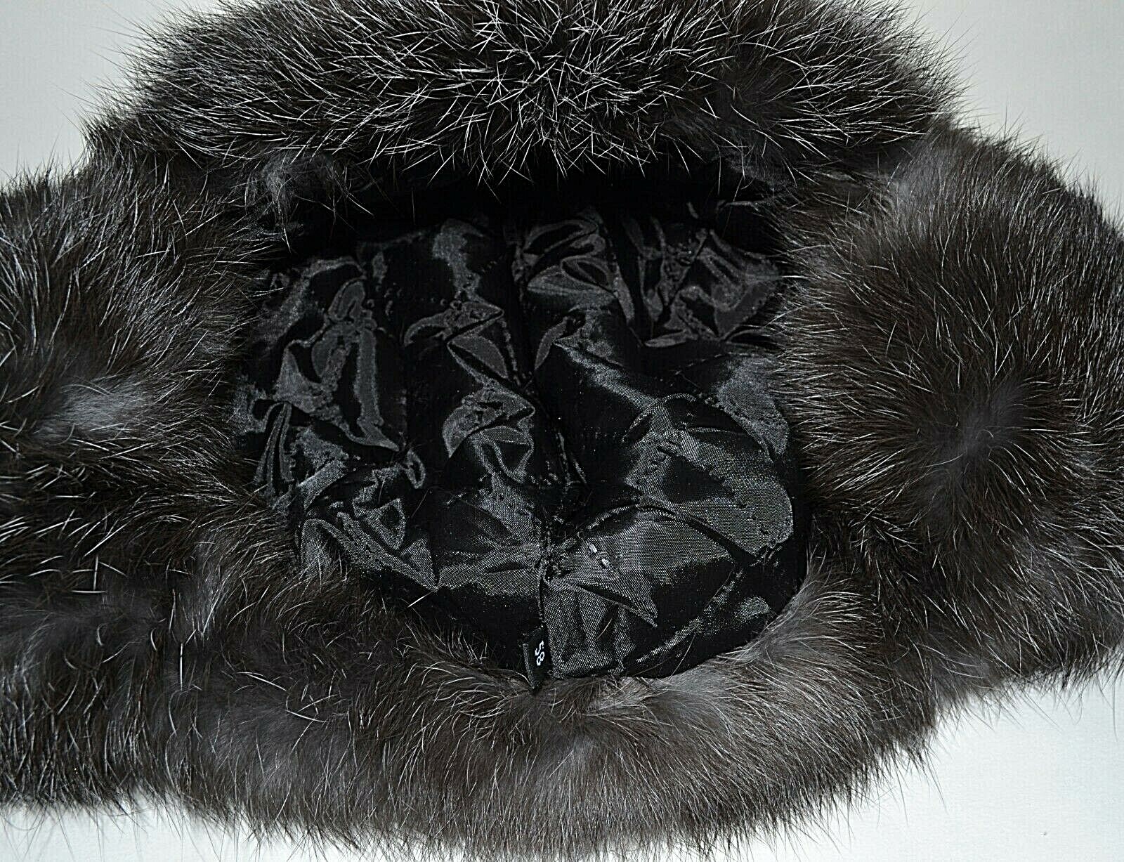 Men Real Fur Ear Flap Hat Ushanka Rabbit Fur Aviator Trapper Hat Unisex 58 cm