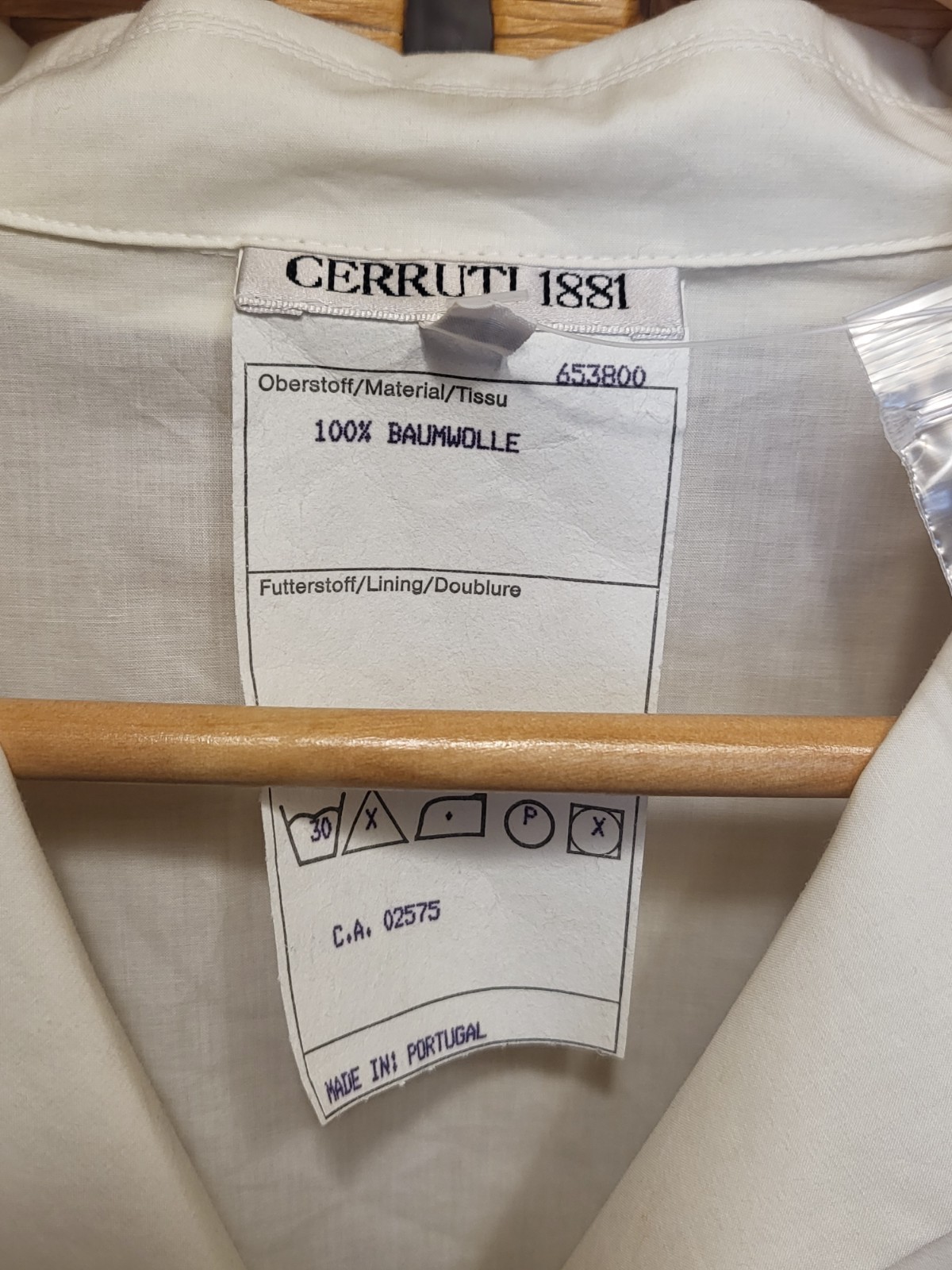 Cerruti Men’s 100% Baumwolle White Long Sleeve Button Up Shirt Ivory Size 44 NWT