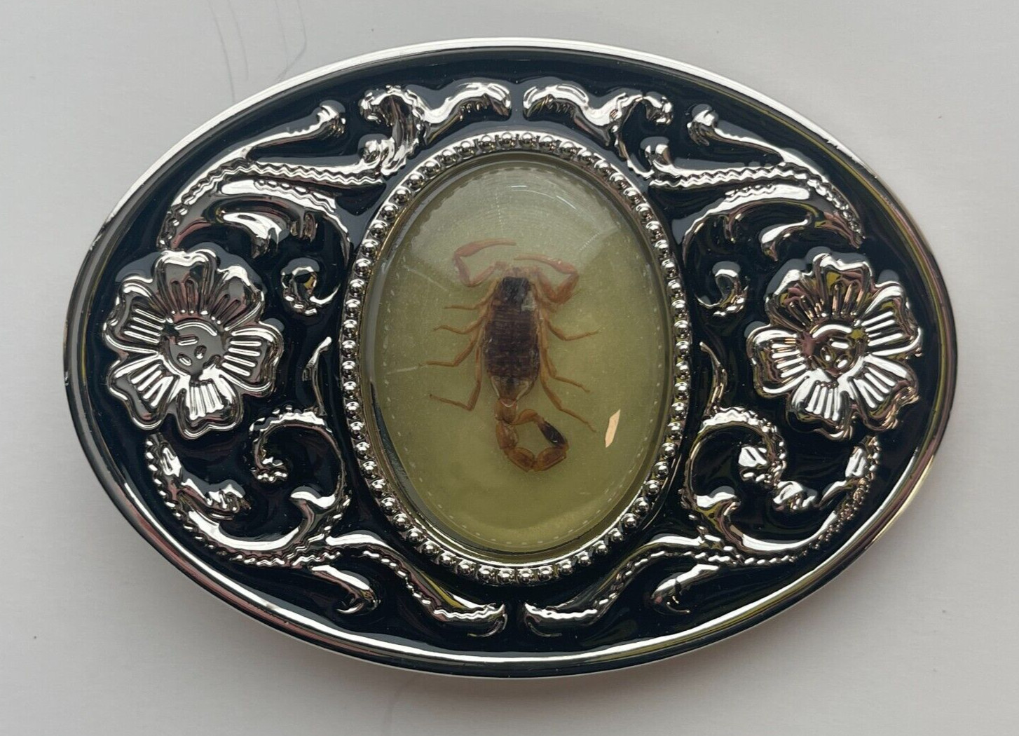 Real Scorpion Belt Buckle Glow in the Dark – Insects in Resin – Taxidermy Gifts