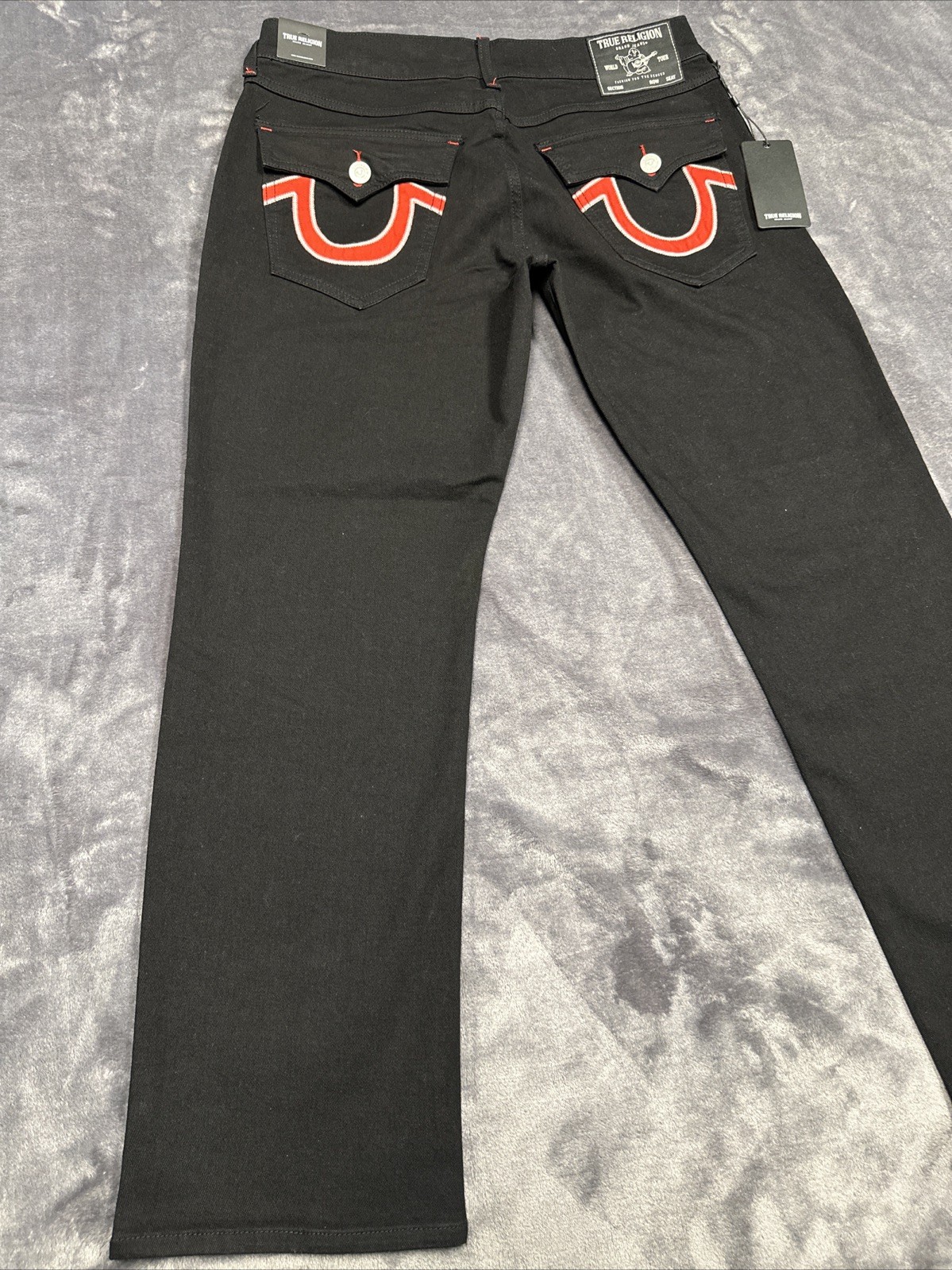 True Religion Ricky Appliqué SN Flap Straight “2SB Black Rinse” 36×30 #701654