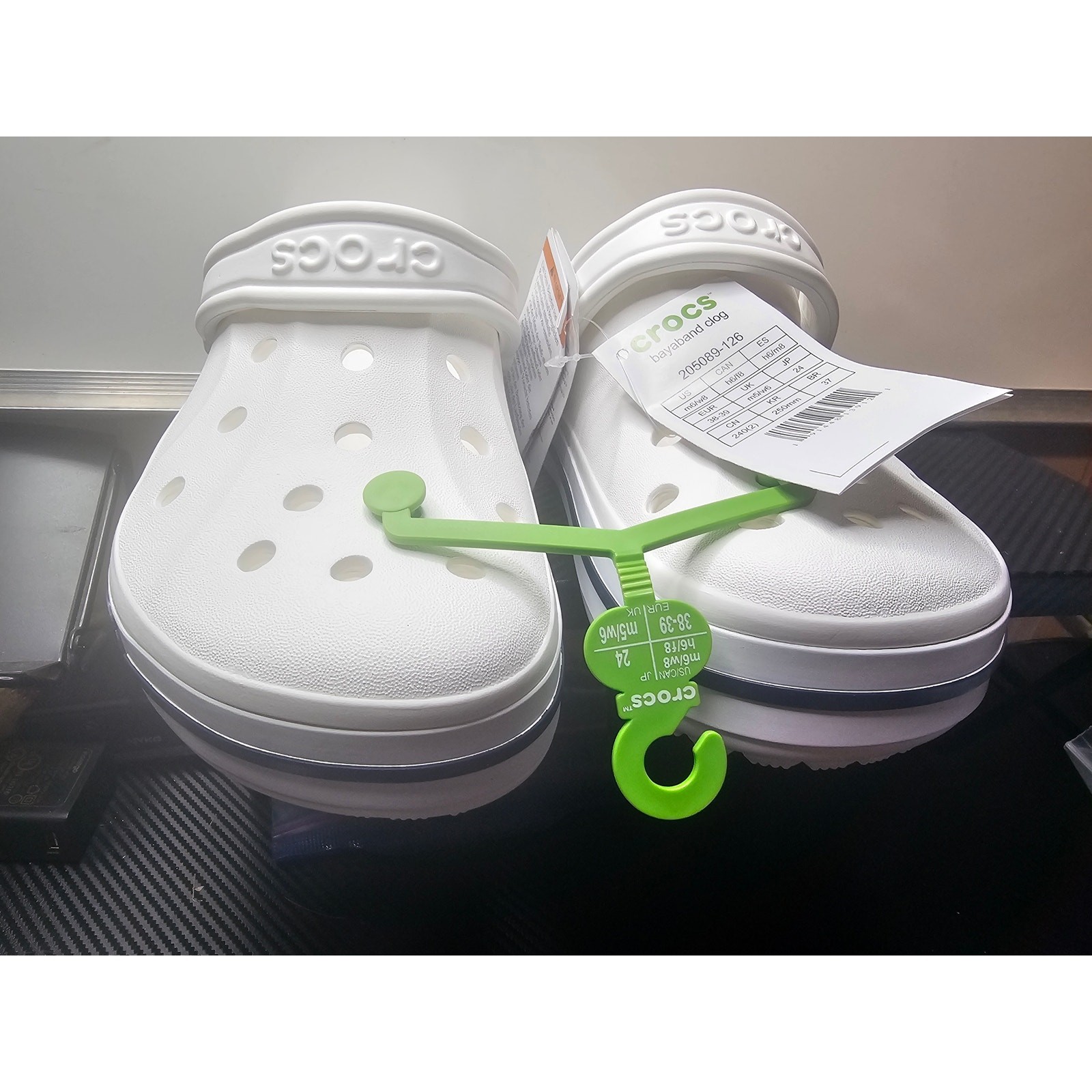 Crocs Bayaband Womens Slip-on Clogs Size 8 White Navy Water Friendly Lightweight