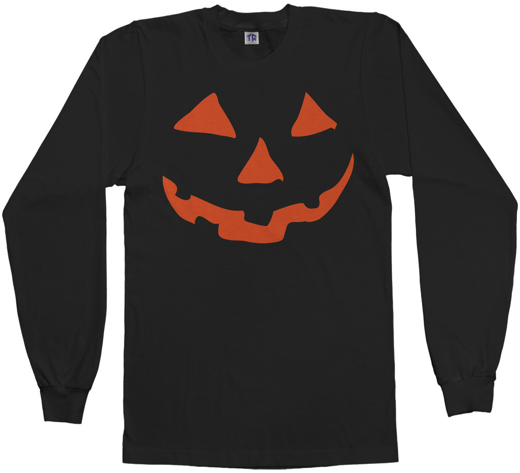 Orange Halloween Pumpkin Face Men’s Long Sleeve T-Shirt Costume