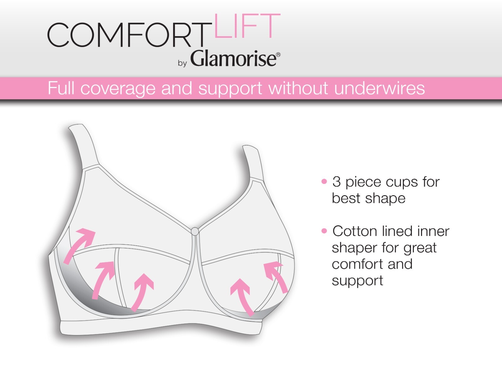 Glamorise ComfortLift Wire‑Free Bra • Full Coverage • Soft Lace • Support • 40F