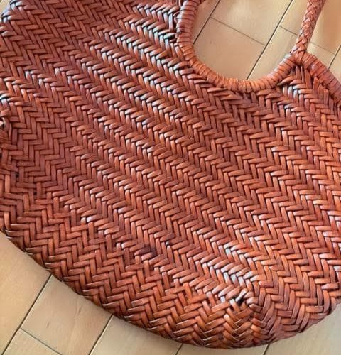 Dragon Diffusion Leather Mesh Totebag Nantucket Basket Handbag Brown Excellent