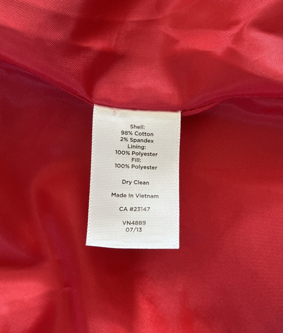 Talbots Red Cotton Velvet Jacket sz 6 Quilted Button Close EUC!