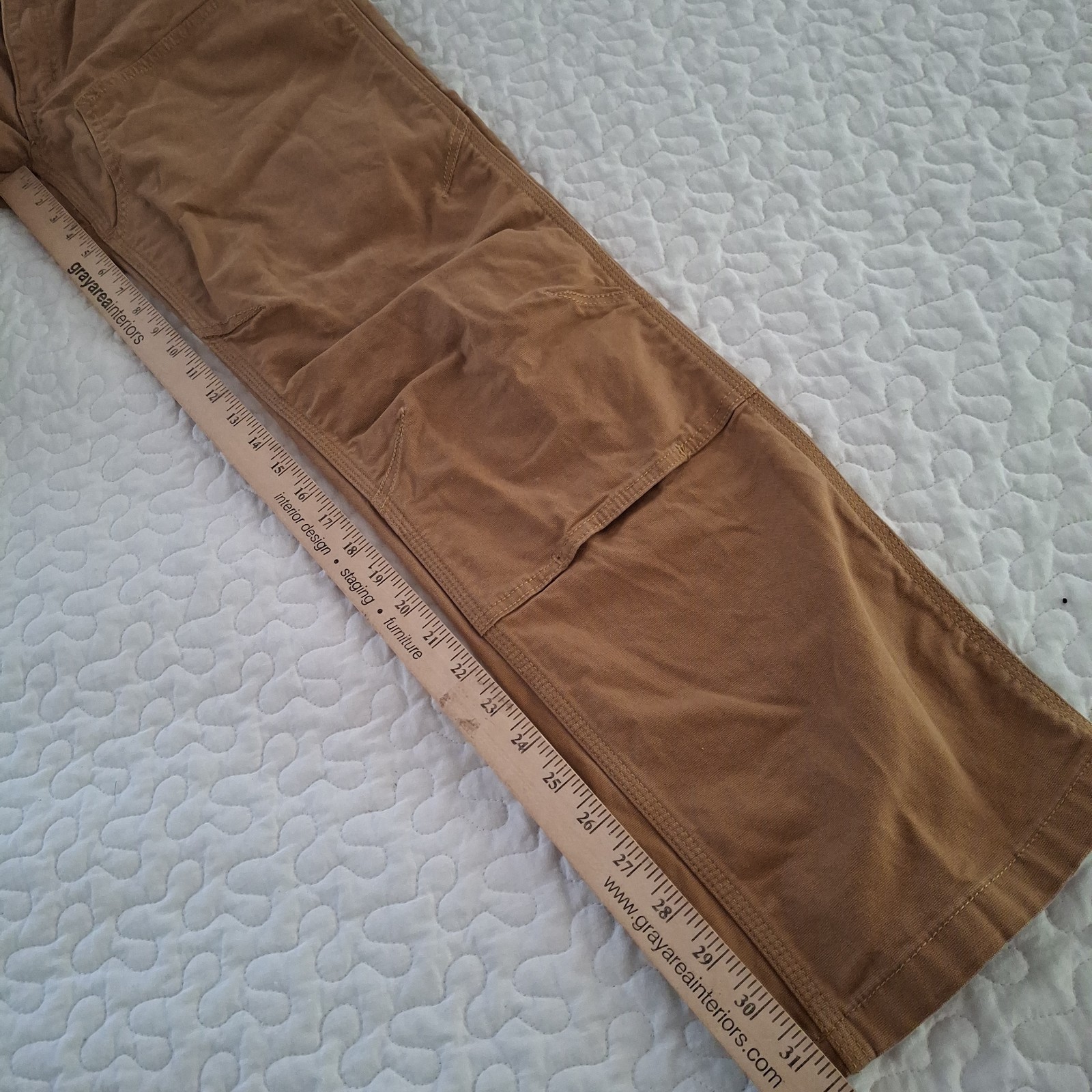 Carhartt Relaxed Straight Double Front Canvas Brown Workwear Pants Men 30×32